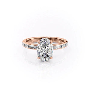 The Jennifer Set With A 1 Carat Oval 14K Rose Gold Lab Diamond