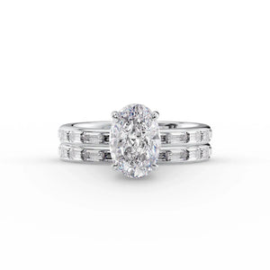 The Jennifer Set With A 2.5 Carat Oval 14K White Gold Lab Diamond