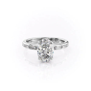 The Jennifer Set  With A 1.5 Carat Oval 14K White Gold Moissanite