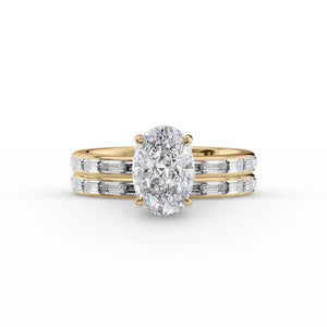 The Jennifer Set With A 2 Carat Oval 18K Yellow Gold Lab Diamond