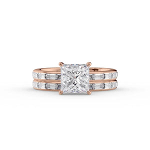 The Jennifer Set  With A 5 Carat Princess 14K Rose Gold Moissanite