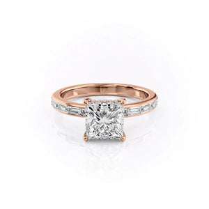 The Jennifer Set  With A 3 Carat Princess 14K Rose Gold Moissanite