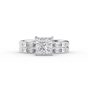 The Jennifer Set  With A 3.5 Carat Princess 14K White Gold Moissanite