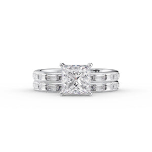 The Jennifer Set  With A 3 Carat Princess 14K White Gold Moissanite