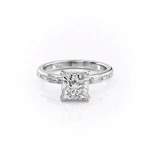 The Jennifer Set  With A 3 Carat Princess 18K White Gold Moissanite