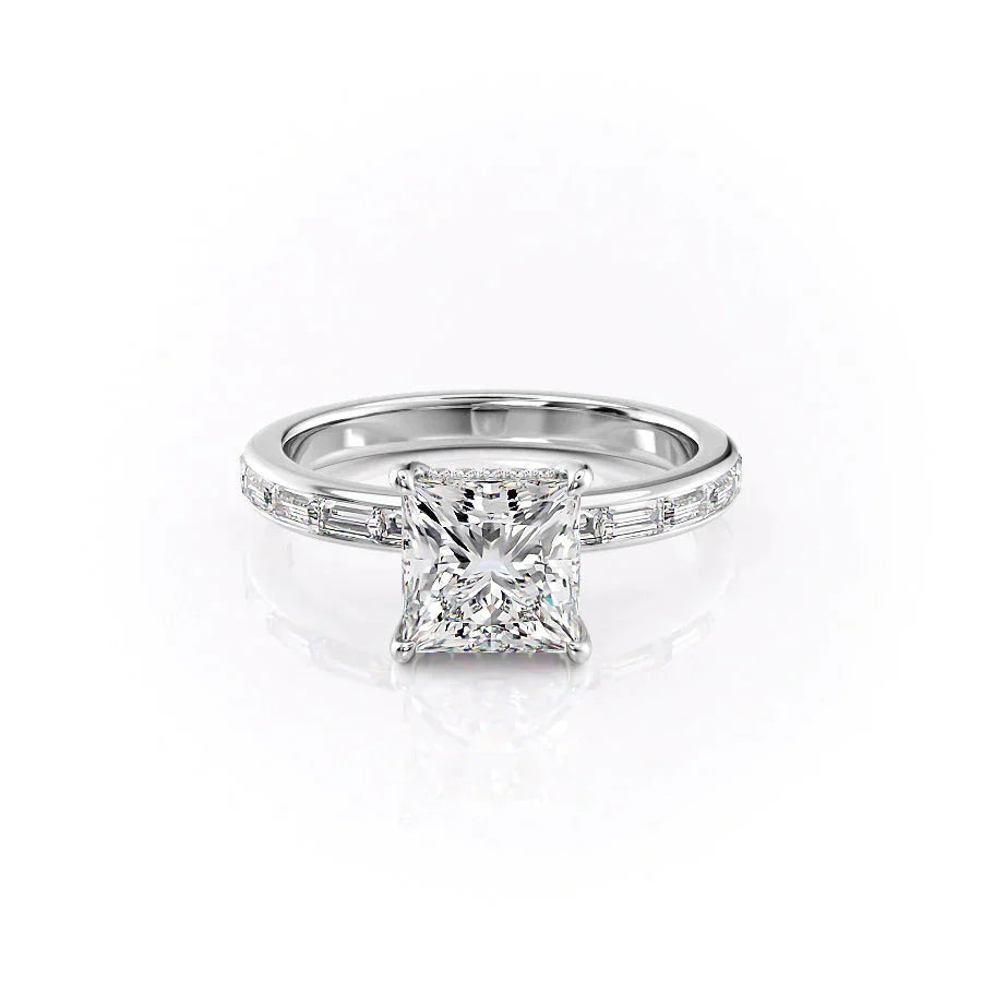 The Jennifer Set  With A 5 Carat Princess 14K White Gold Moissanite