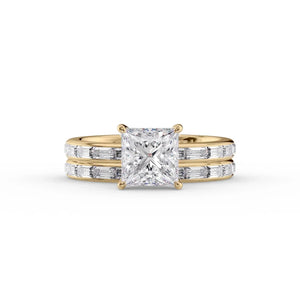 The Jennifer Set With A 2 Carat Princess 18K Yellow Gold Lab Diamond
