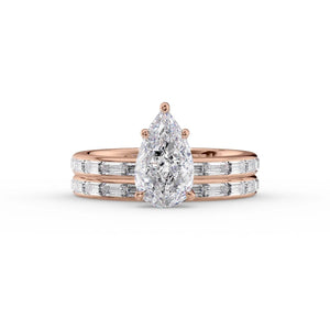 The Jennifer Set  With A 5 Carat Pear 14K Rose Gold Moissanite