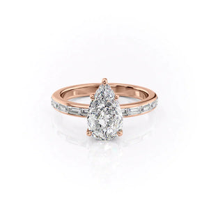 The Jennifer Set With A 2 Carat Pear 14K Rose Gold Lab Diamond