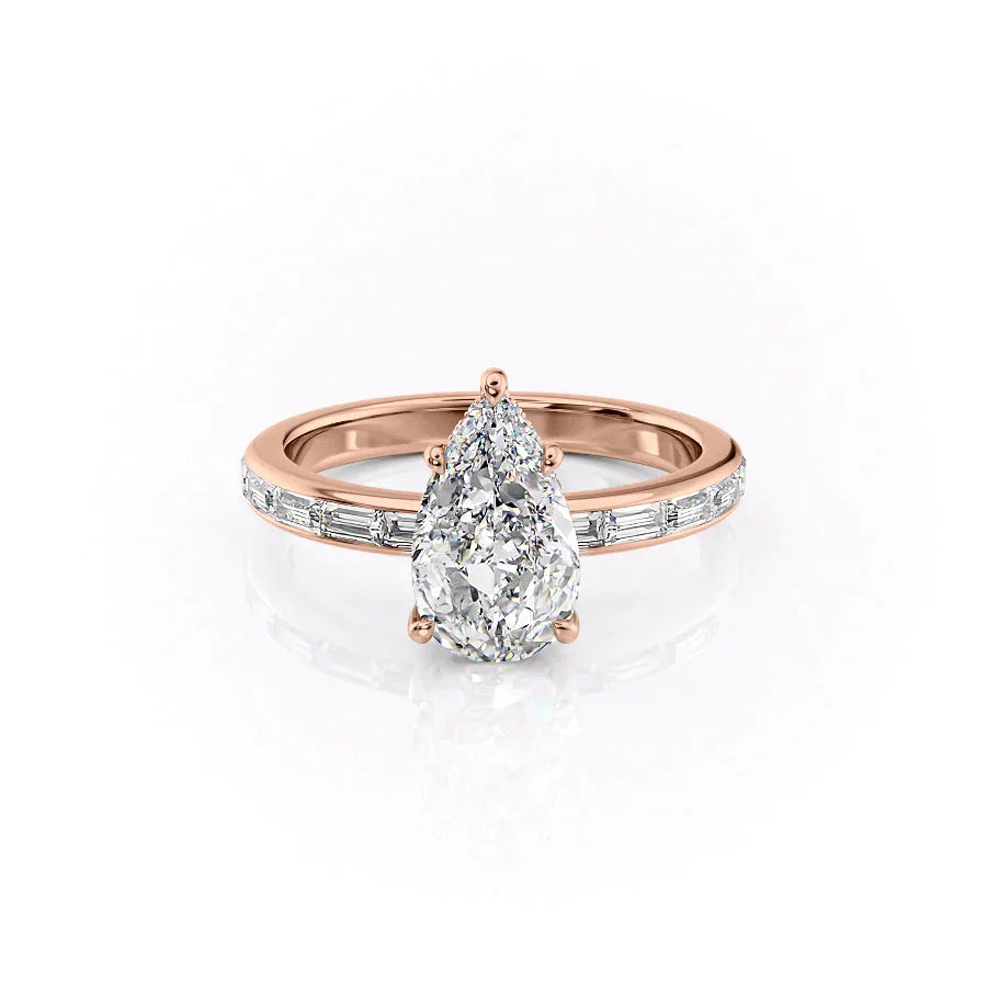 The Jennifer Set With A 1.5 Carat Pear 14K Rose Gold Lab Diamond