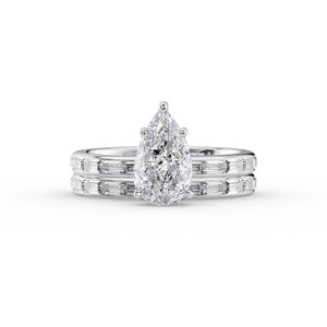 The Jennifer Set  With A 4 Carat Pear 14K White Gold Moissanite