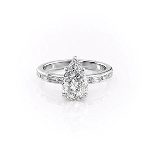 The Jennifer Set  With A 5 Carat Pear 18K White Gold Moissanite