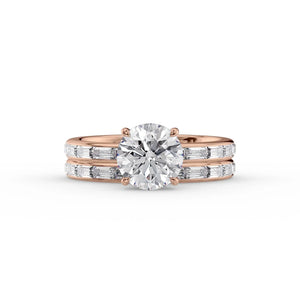 The Jennifer Set With A 1 Carat Round 14K Rose Gold Lab Diamond