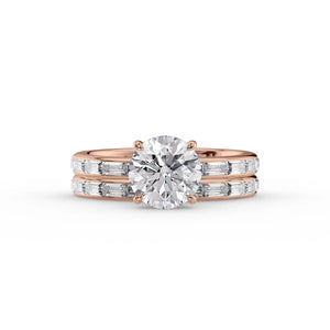 The Jennifer Set  With A 1.5 Carat Round 14K Rose Gold Moissanite