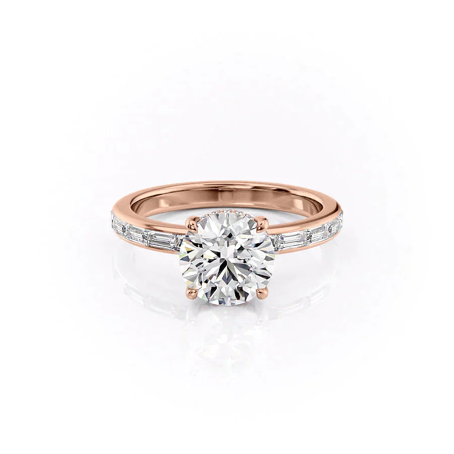 The Jennifer Set With A 2 Carat Round 14K Rose Gold Lab Diamond