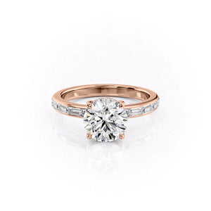 The Jennifer Set  With A 3.5 Carat Round 14K Rose Gold Moissanite