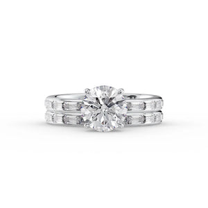 The Jennifer Set  With A 3 Carat Round 14K White Gold Moissanite