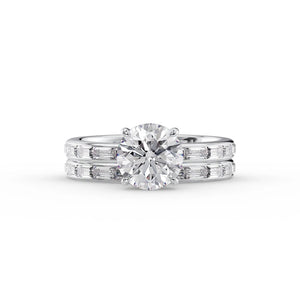The Jennifer Set  With A 3 Carat Round 14K White Gold Moissanite