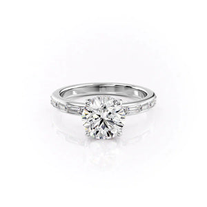 The Jennifer Set  With A 4 Carat Round 14K White Gold Moissanite