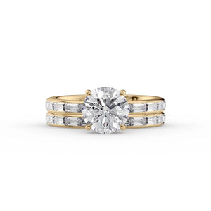 The Jennifer Set  With A 4 Carat Round 18K Yellow Gold Moissanite