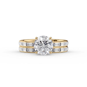 The Jennifer Set  With A 5 Carat Round 18K Yellow Gold Moissanite