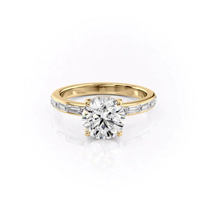 The Jennifer Set With A 2.5 Carat Round 18K Yellow Gold Lab Diamond