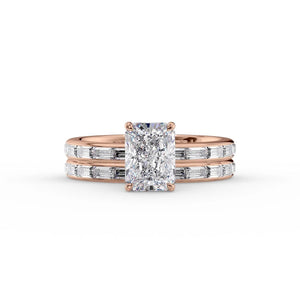 The Jennifer Set  With A 1.5 Carat Radiant 14K Rose Gold Moissanite
