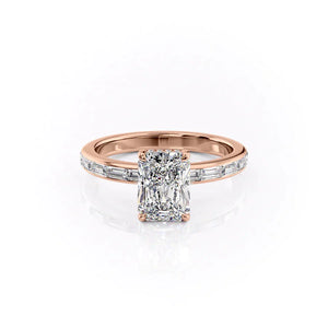 The Jennifer Set  With A 2.5 Carat Radiant 14K Rose Gold Moissanite