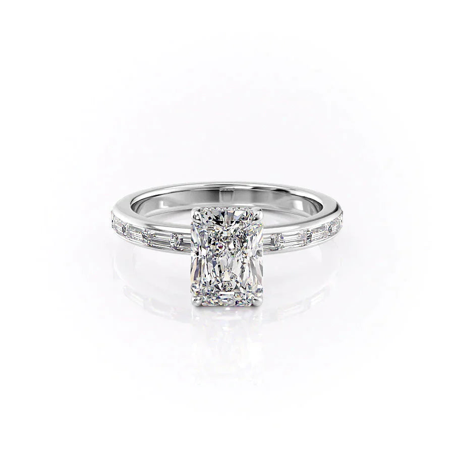 The Jennifer Set  With A 4 Carat Radiant 18K White Gold Moissanite