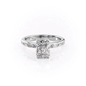 The Jennifer Set  With A 2 Carat Radiant 14K White Gold Moissanite