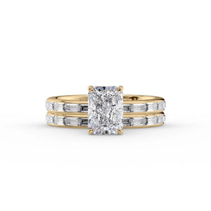 The Jennifer Set With A 3 Carat Radiant 18K Yellow Gold Lab Diamond