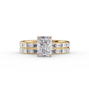 The Jennifer Set  With A 1.5 Carat Radiant 18K Yellow Gold Moissanite