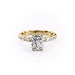 The Jennifer Set  With A 1.5 Carat Radiant 18K Yellow Gold Moissanite
