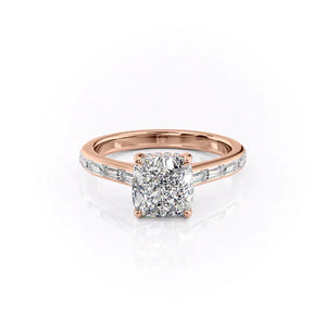 The Monica Set  With A 3.5 Carat Cushion 14K Rose Gold Moissanite