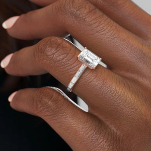 The Monica Set  With A 2.5 Carat Emerald 18K Rose Gold Moissanite
