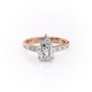 The Monica Set With A 2.5 Carat Pear 18K Rose Gold Lab Diamond