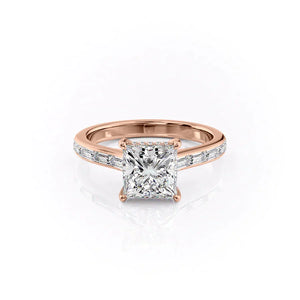 The Monica Set With A 1.5 Carat Princess 14K Rose Gold Lab Diamond
