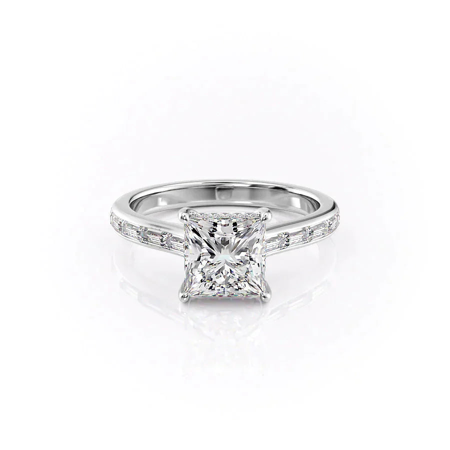The Monica Set  With A 2.5 Carat Princess 18K White Gold Moissanite