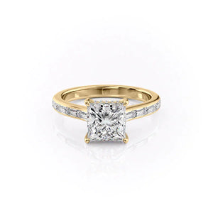 The Monica Set  With A 1 Carat Princess 18K Yellow Gold Moissanite