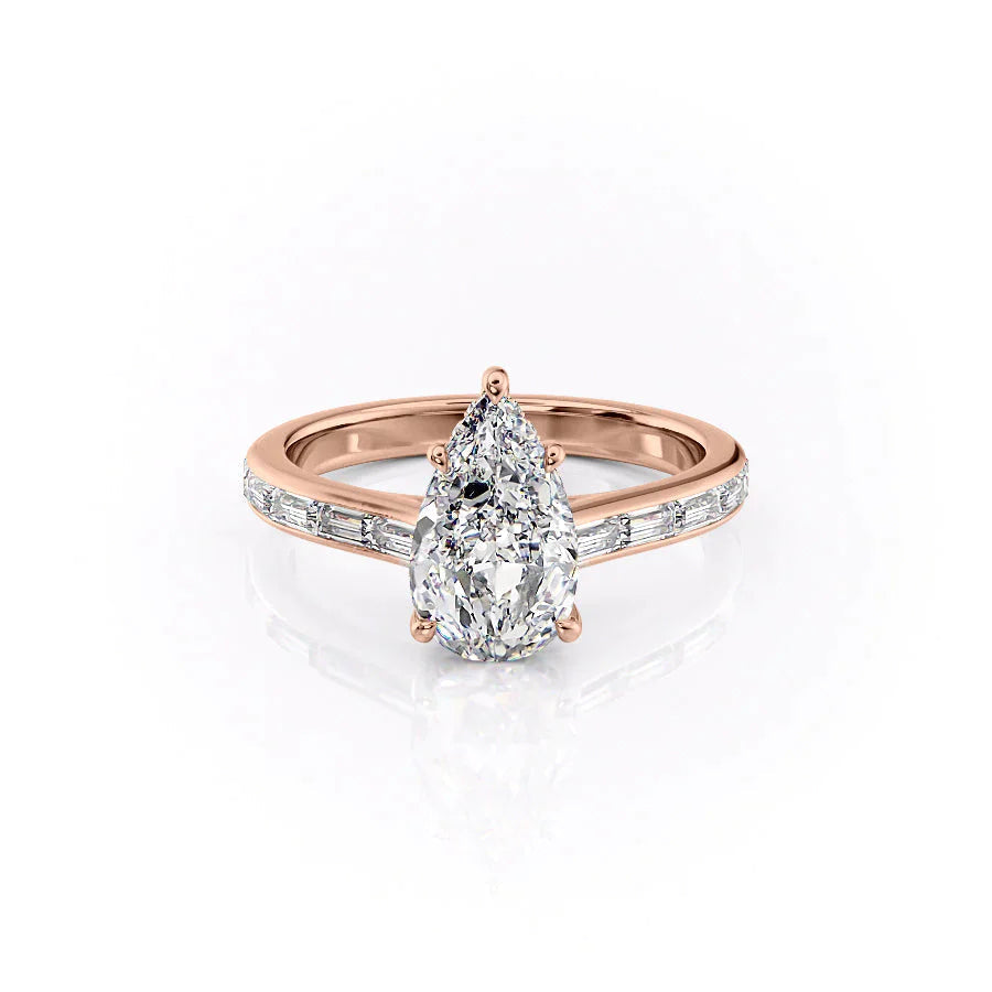 The Monica Set With A 2 Carat Pear 18K Rose Gold Lab Diamond
