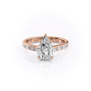 The Monica Set With A 2 Carat Pear 18K Rose Gold Lab Diamond