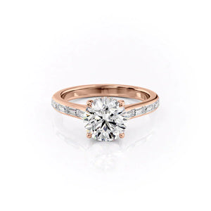 The Monica Set  With A 1.5 Carat Round 14K Rose Gold Moissanite