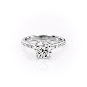 The Monica Set  With A 2 Carat Round 14K White Gold Moissanite