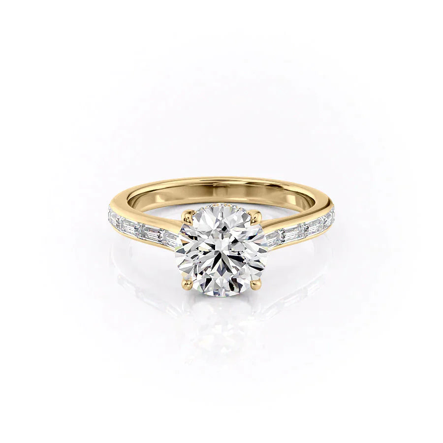 The Monica Set With A 2.5 Carat Round 18K Yellow Gold Lab Diamond