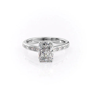 The Monica Set With A 2 Carat Radiant 14K White Gold Lab Diamond