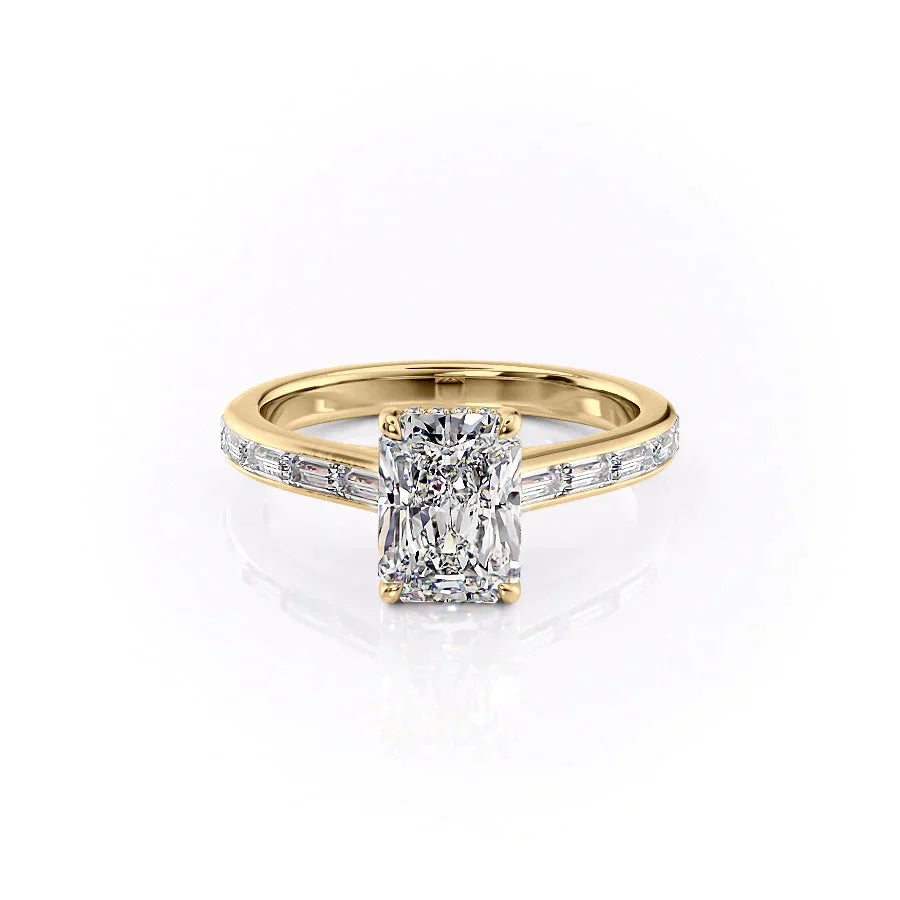The Monica Set With A 1 Carat Radiant 18K Yellow Gold Lab Diamond
