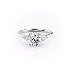 The Baguettes Megan Set  With A 4 Carat Princess 14K White Gold Moissanite
