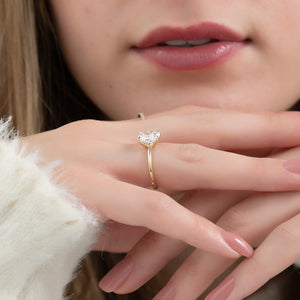The Ashley Set With A 1.5 Carat E. Cushion 18K Yellow Gold Lab Diamond