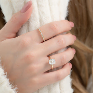 The Ashley Set With A 1.5 Carat E. Cushion 18K Yellow Gold Lab Diamond