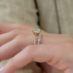 The Ashley Set With A 1.5 Carat E. Cushion 18K Yellow Gold Lab Diamond